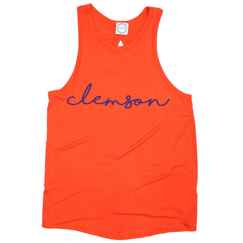 Clemson Pride Script Open Back Tank