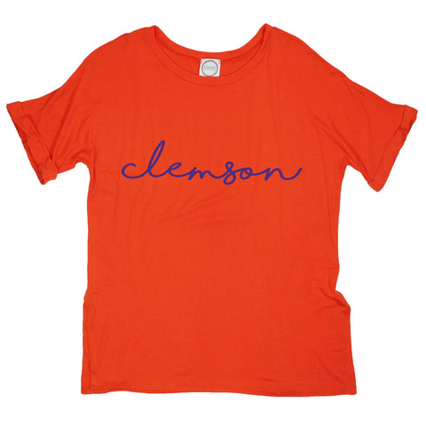 Clemson Pride Script Side Slit Tee