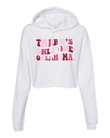 Groovy Crop Hoodie in White - University of Oklahoma