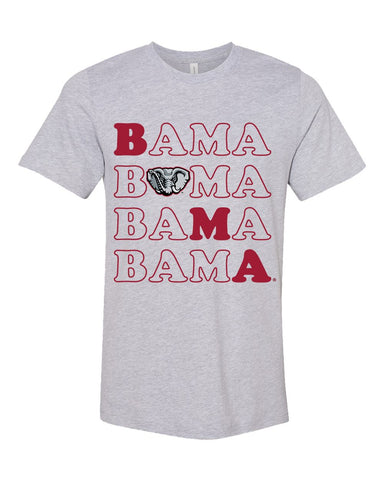 Stacked Short Sleeve T-shirt in Heather Gray - University of Alabama