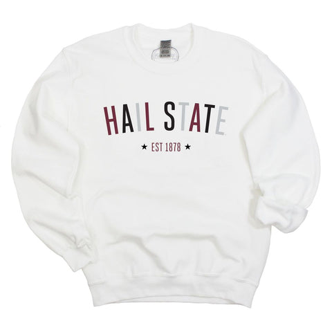 Mississippi State University Star Arch Crewneck Fleece in White