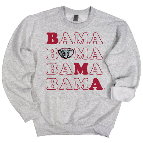 Stacked Crewneck Fleece in Heather Gray - University of Alabama