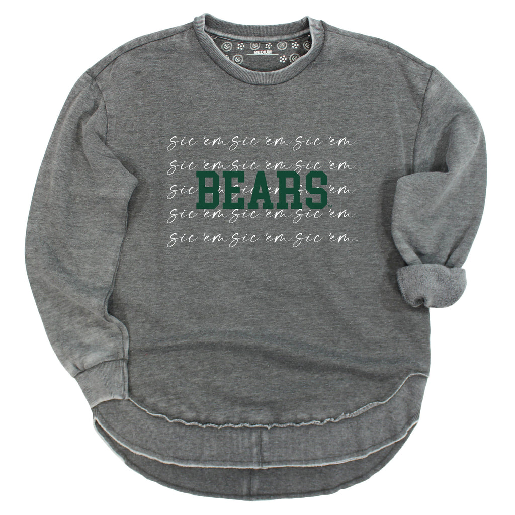 Baylor University College Script Poncho Fleece Crew in Charcoal