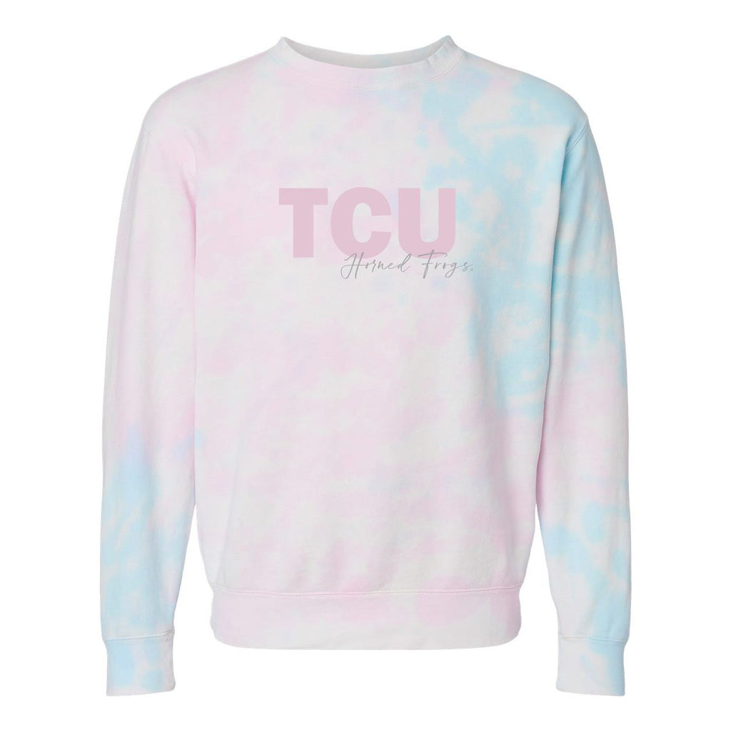 Texas Christian Universtiy Spring Fling Tie-Dye Sweatshirt in Cotton Candy