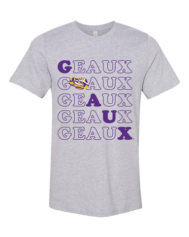 Stacked Short Sleeve T-shirt in Heather Gray - Louisiana State University