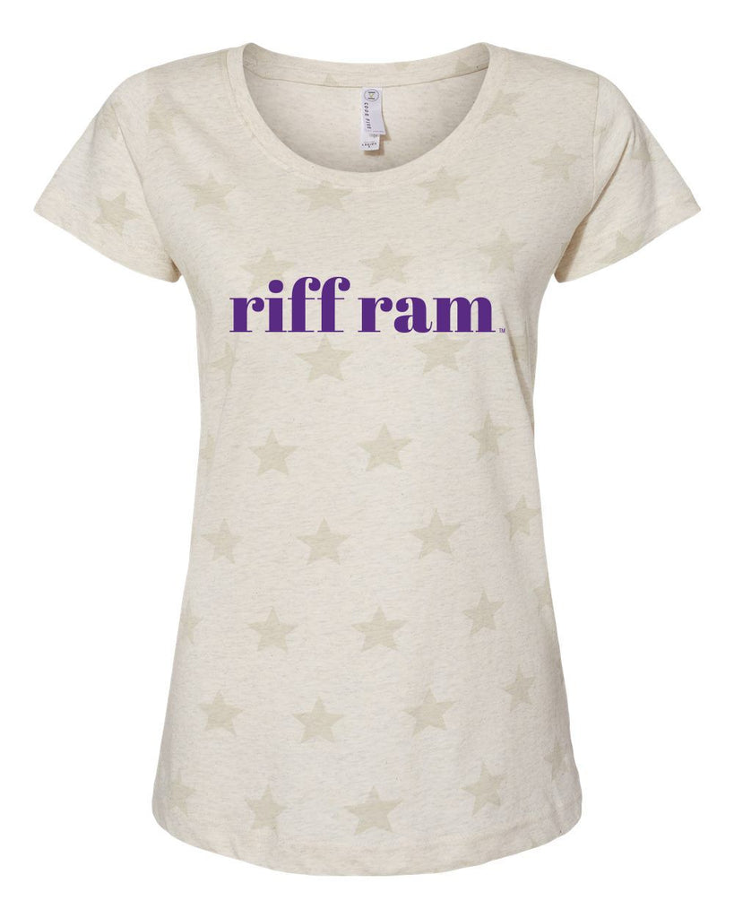 Star Pattern Scoop Neck Short Sleeve Tee in Natural Heather - Texas Christian Universtiy