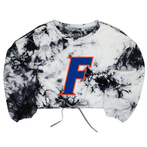 University of Florida Endzone Tie-Dye Crop Pullover in Black & White