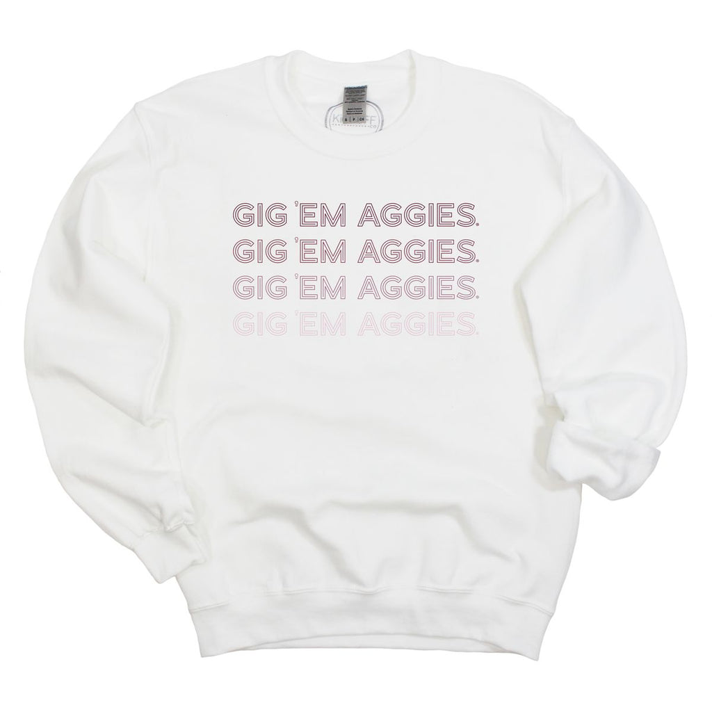 Texas A&M University Neon Nights Crewneck Fleece in White