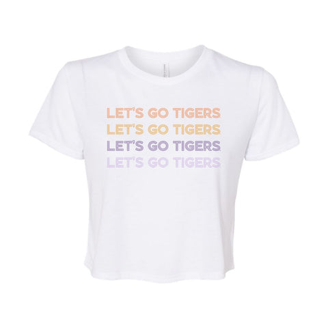 Clemson Universtiy Neon Nights Crop Short Sleeve T-shirt in White