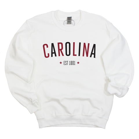 University of South Carolina Star Arch Crewneck Fleece in White