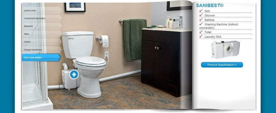 toilet basement upflush bathroom saniflo kit laundry pro saniplus