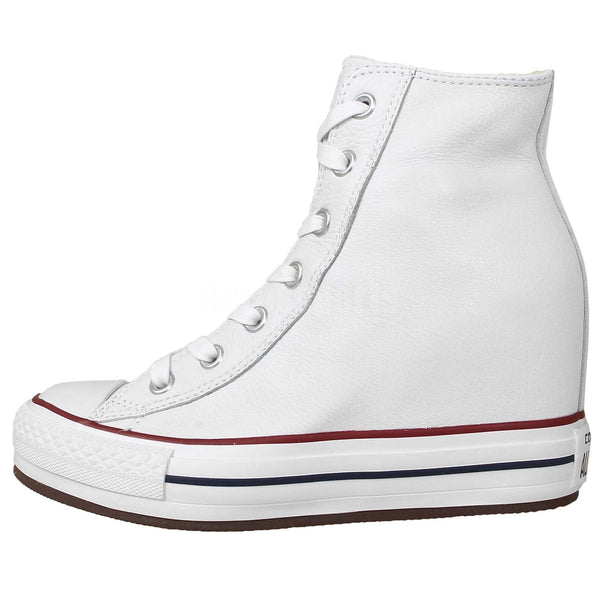 white leather wedge converse