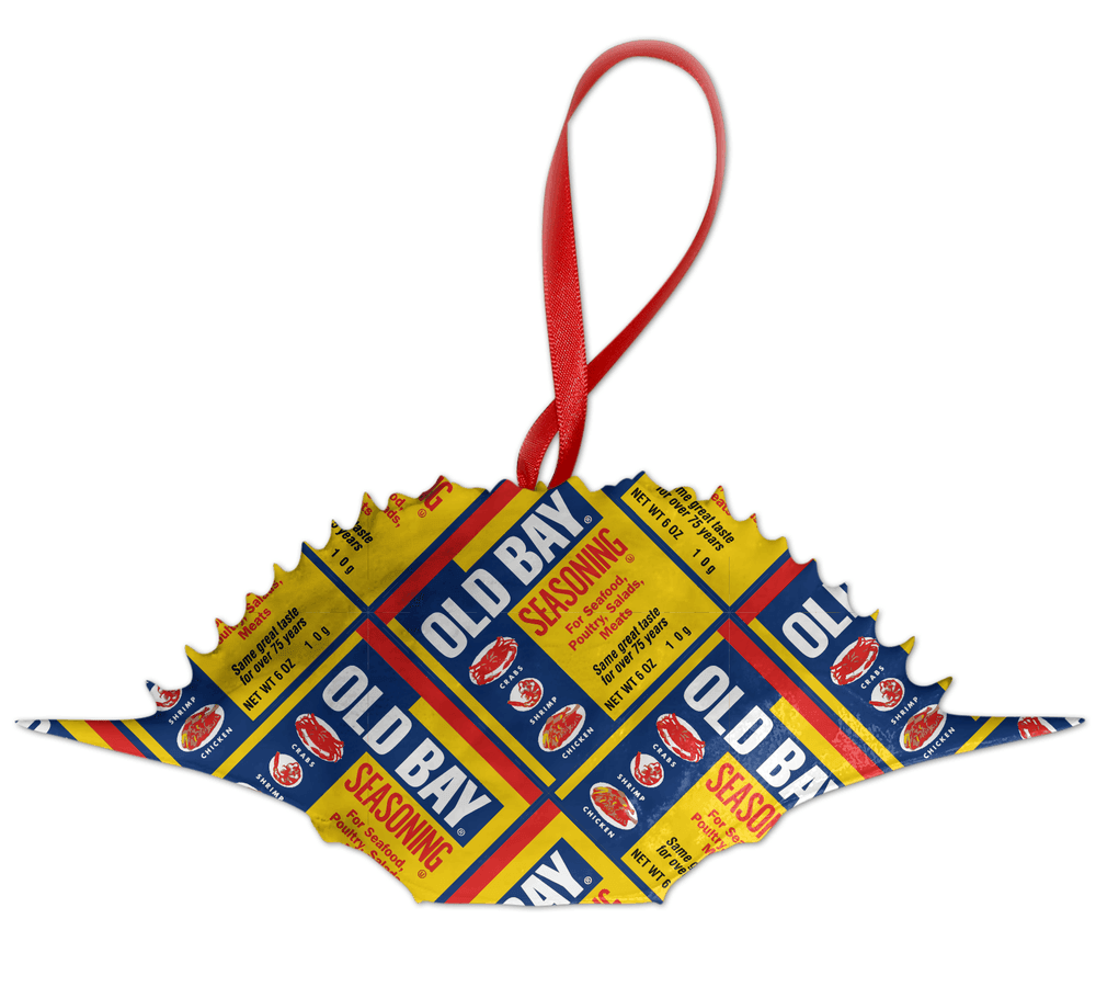 Flat Old Bay Can Pattern / Crab Shell Ornament - Route One Apparel