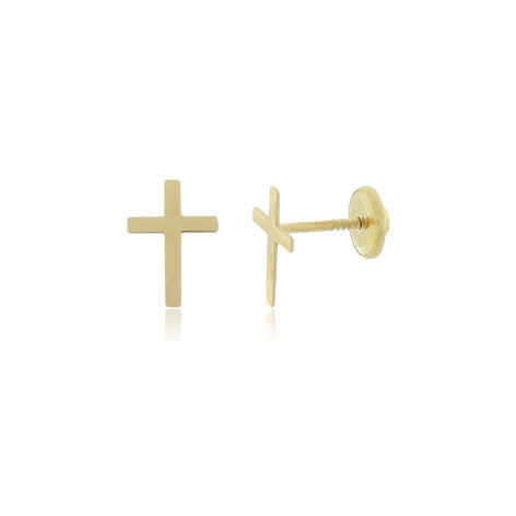 gold cross earrings studs