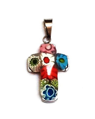 murano glass cross necklace