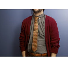 brown and red wool houndstooth tie