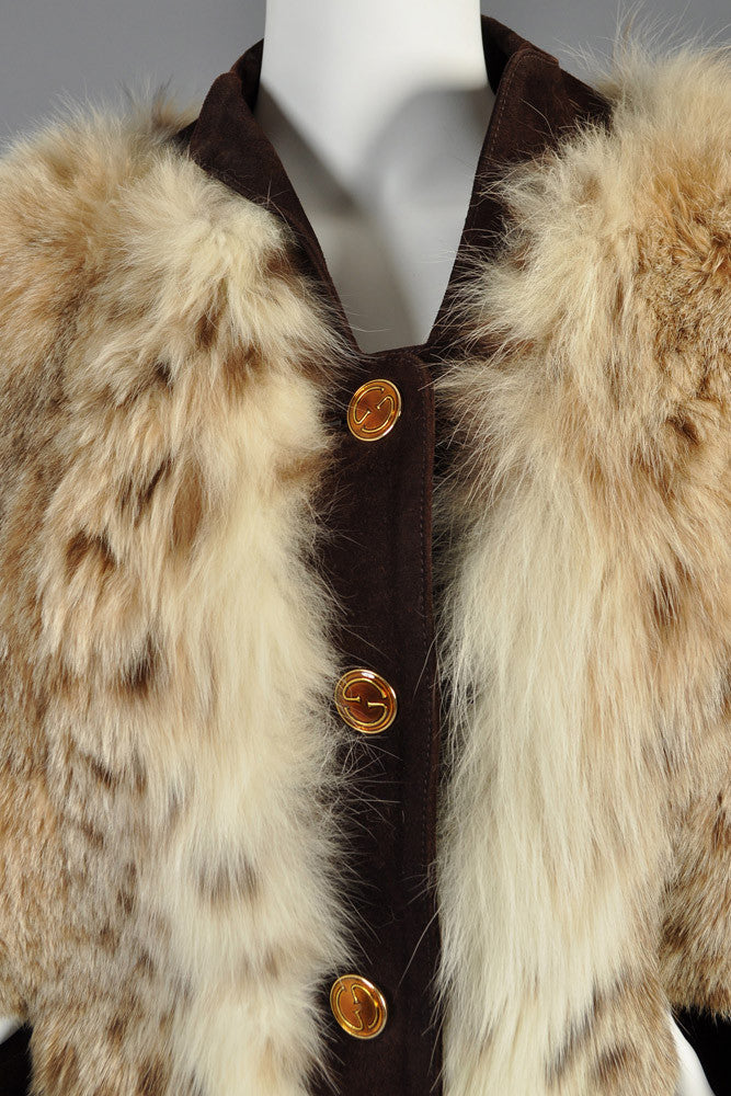 1970s Gucci Suede + Lynx Fur Cape | BUSTOWN MODERN