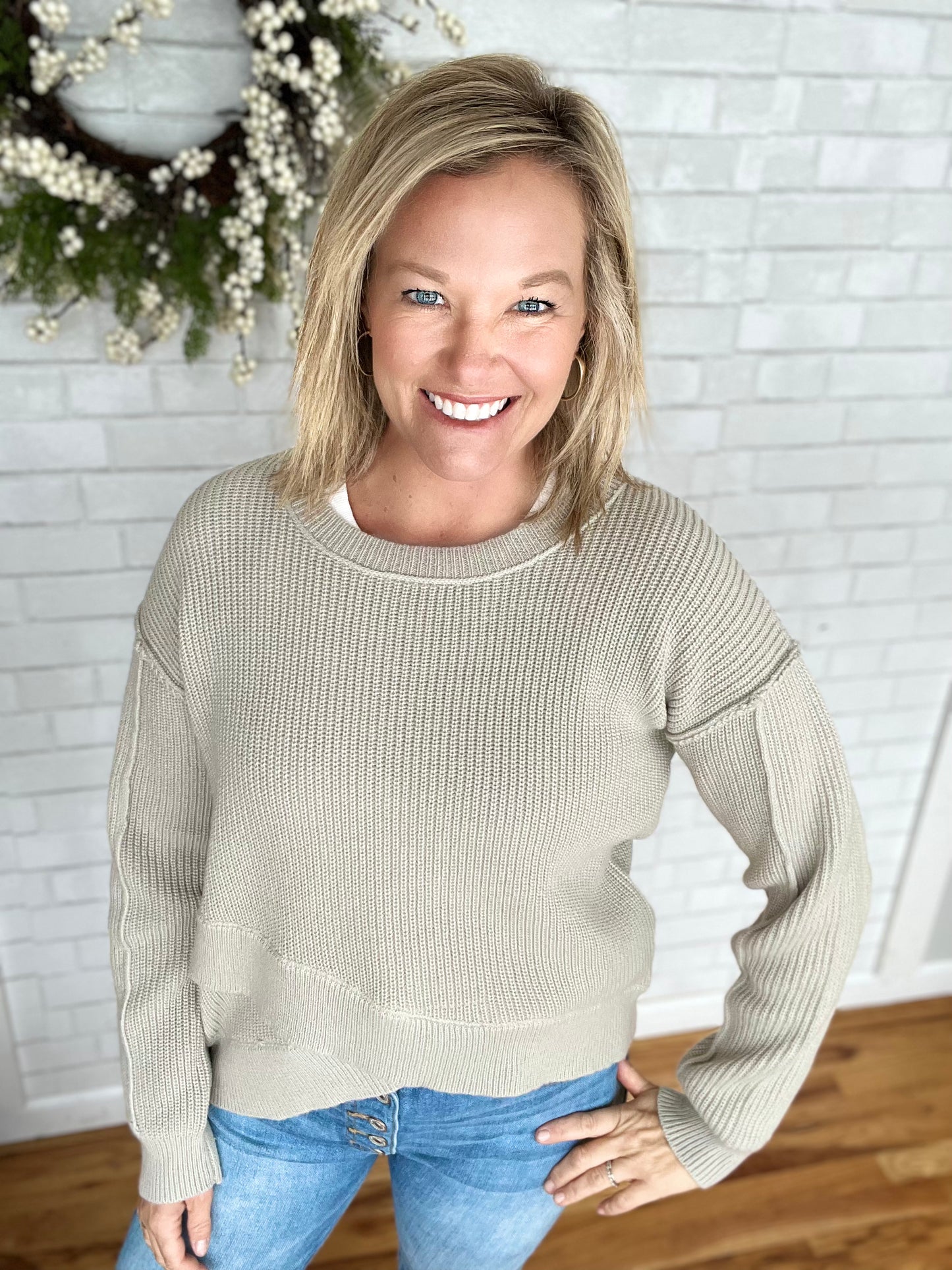 Cissy Crossover Hem Sweater - Lt Grey
