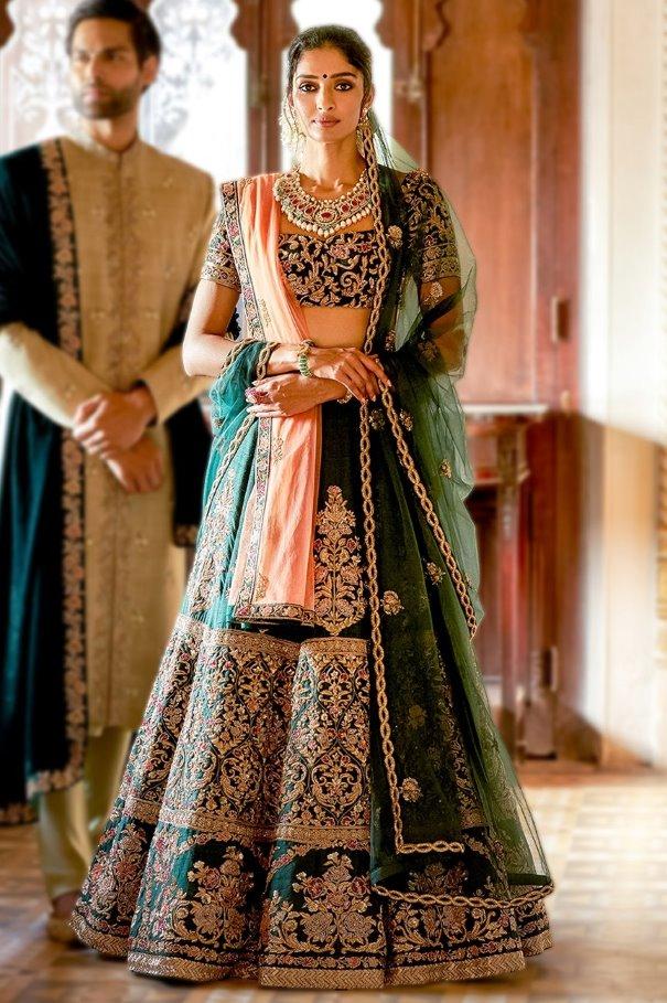 bridal lehenga green