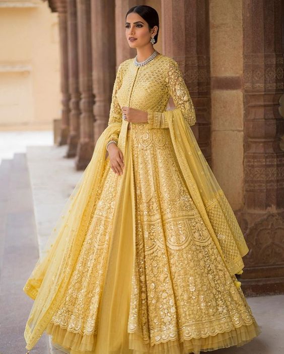 lemon yellow color gown