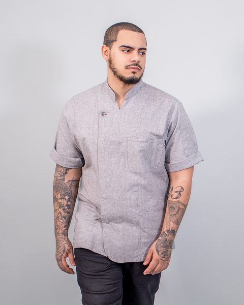 men's gray chef work shirt