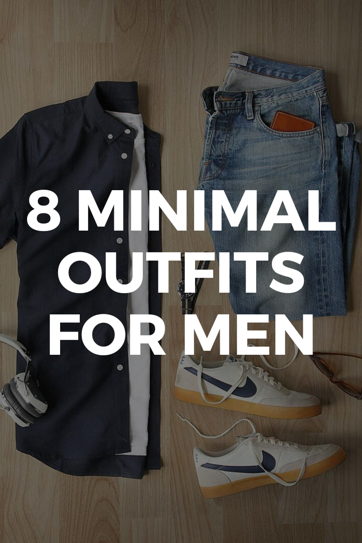 8 capsule wardrobe approved outfit grids for men.  #capsulewardrobe #minimal #outfitideas