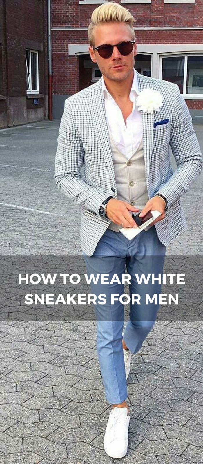 How to dress up white sneakers for men 