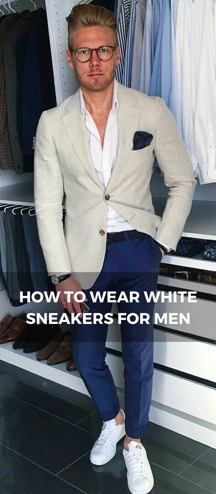 How to dress up white sneakers for men 