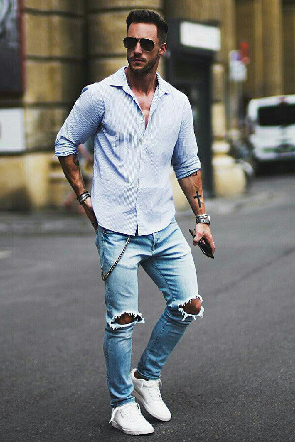 Jeans and casual shirt outfits for men
