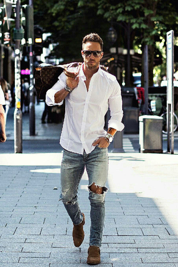 Jeans and casual shirt outfits for men