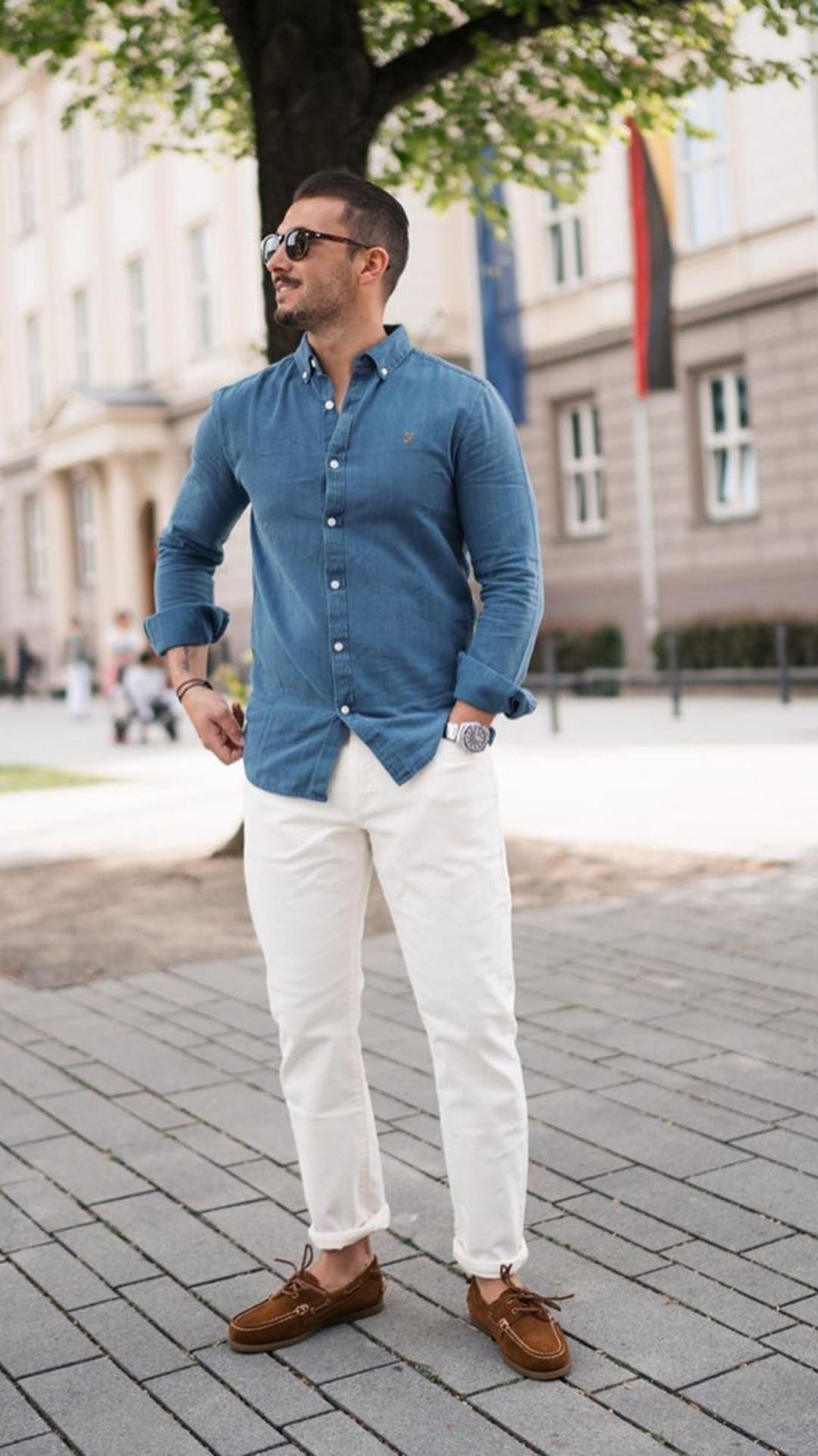 Chinos + Casual Shirt Outfits For Men #mensfashion #streetstyle