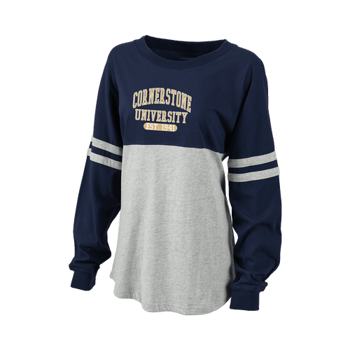 Women's Pom Pom Long Sleeve Jersey, Oxford/Navy (F22)