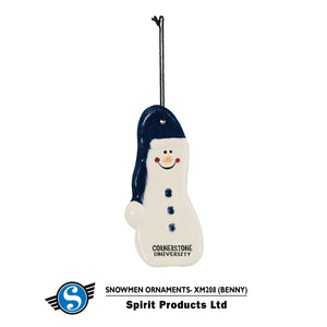 Spirit Benny the Snowman Ceramic Ornament, Navy