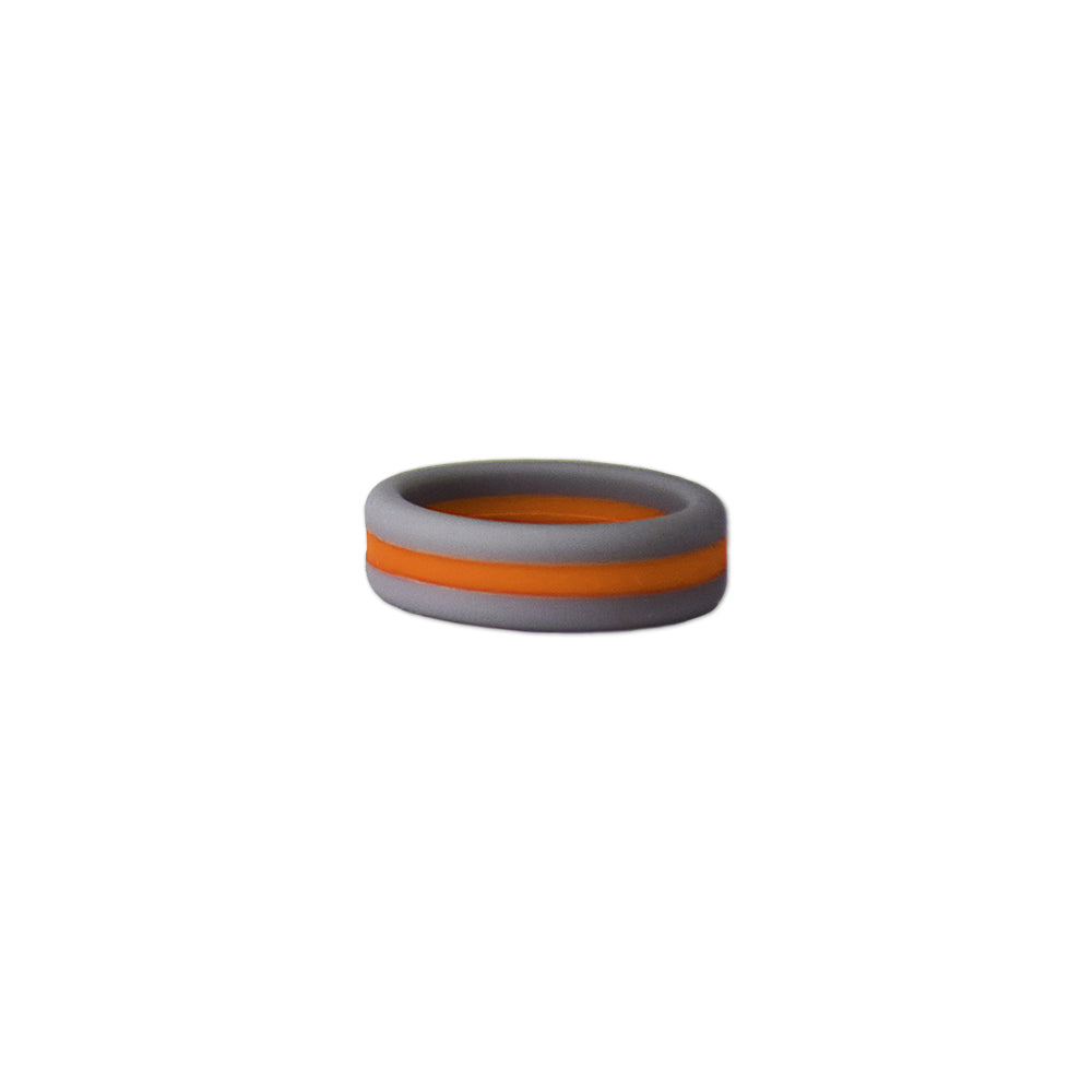 Gray with Orange Stripe Silicone Ring