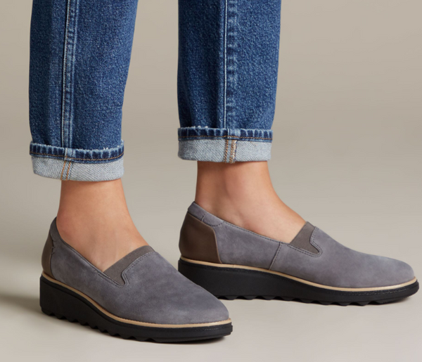 Clarks - Sharon Dolly Grey Suede Shoes 