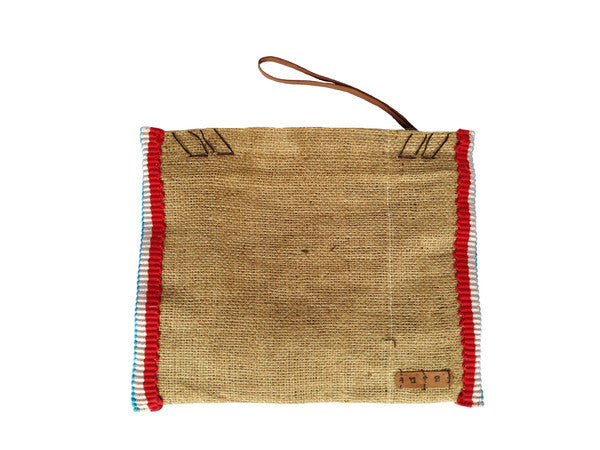 Vintage Burlap Pouch with Metcal Side Trim by Dutzi