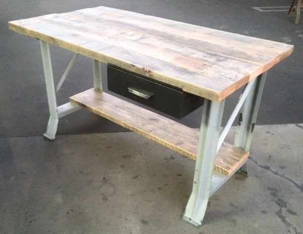 Industrial Style metal desk with Reclaimed wood top