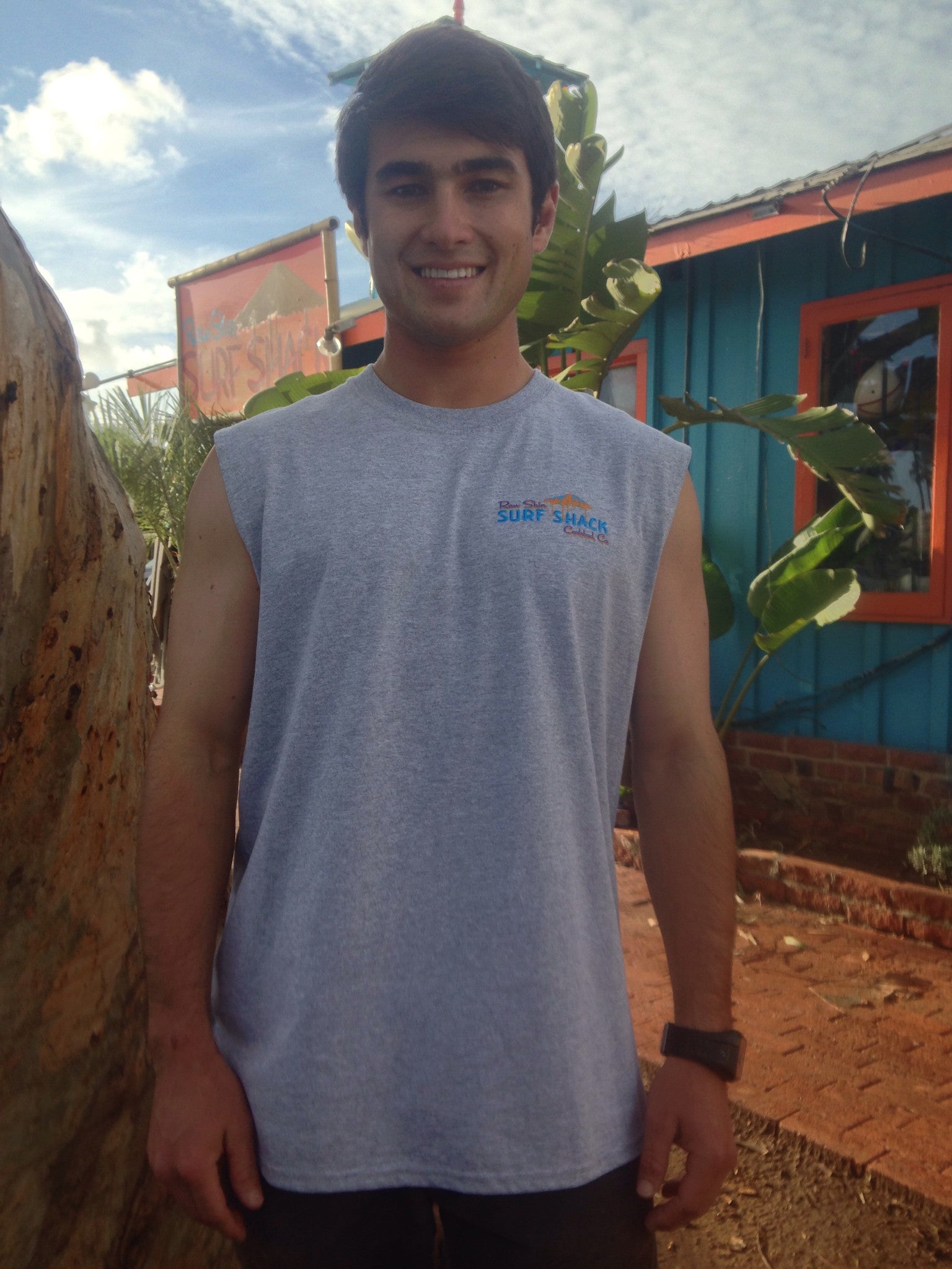 Mens Cat in the Shack Sleeveless - Raw Skin Surf Shack