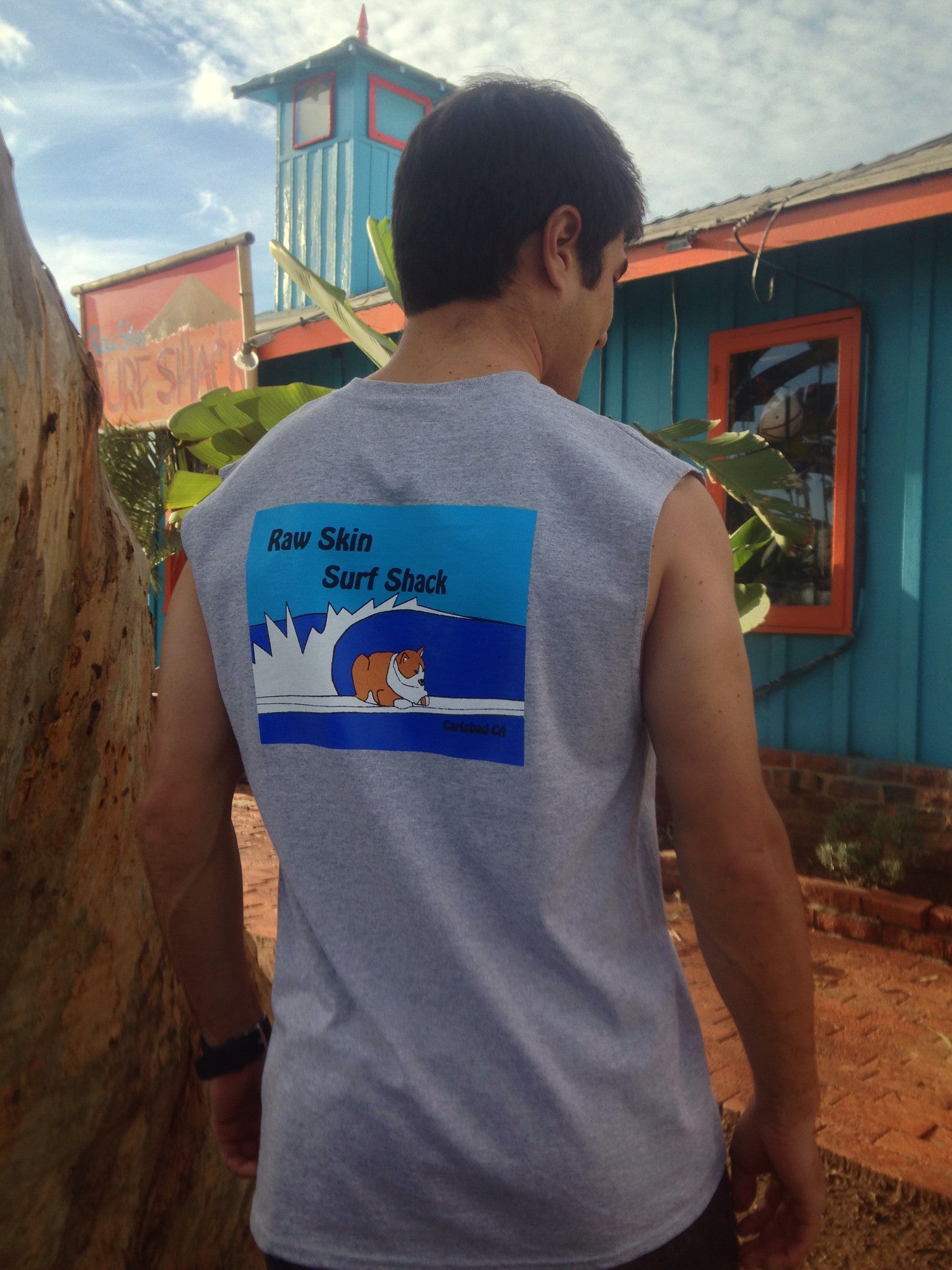 Mens Cat in the Shack Sleeveless - Raw Skin Surf Shack