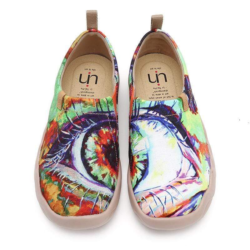 UIN Womens Fairy Painted Canvas Slip-On Shoes Female Fashion Travel Shoe White 