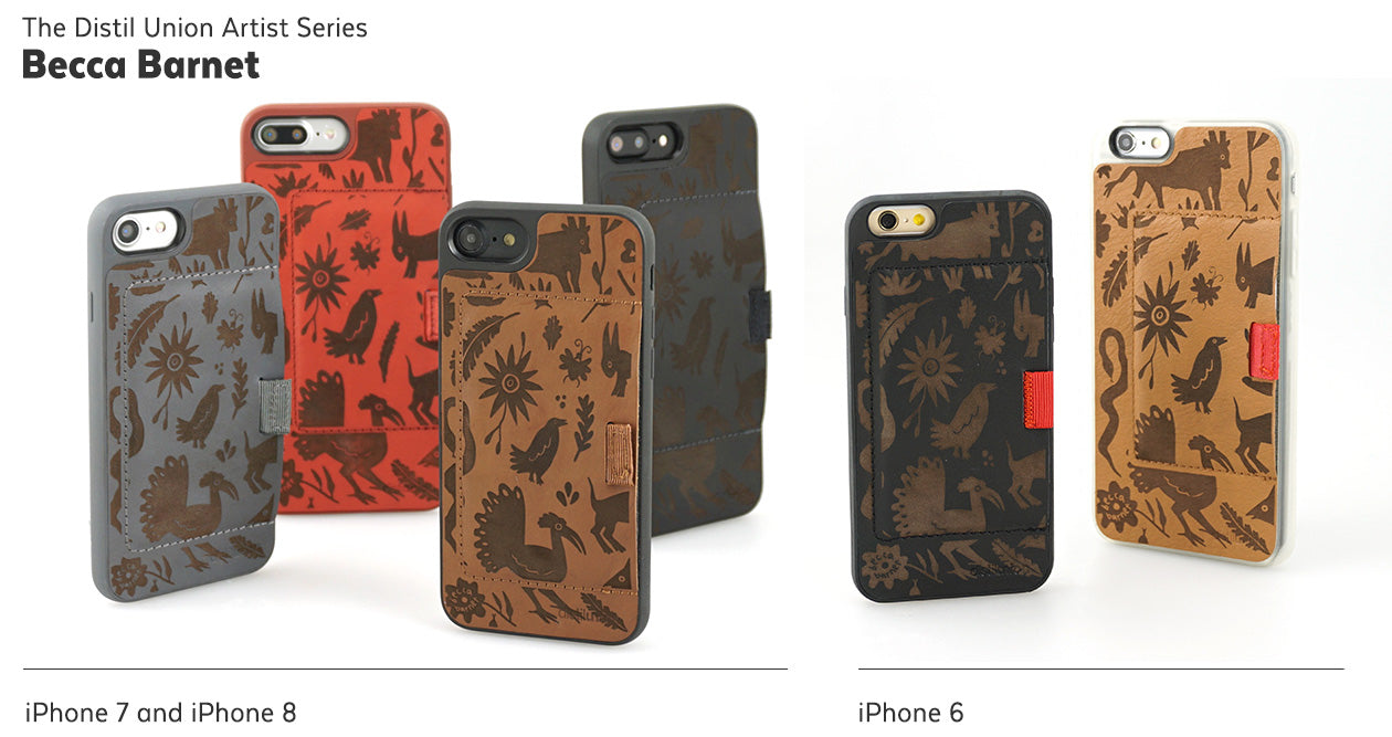 Becca Barnet of Sisal Creative: Limited-Edition Distil Union Artist Series of Laser-Engraved Leather Wally iPhone Wallet Cases