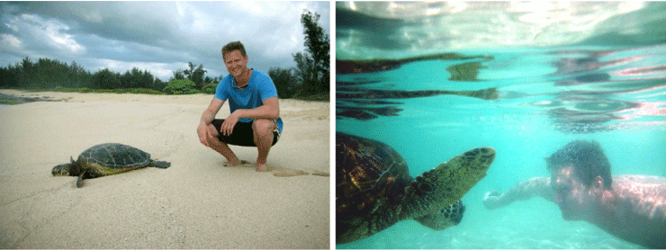 Nate swims with the sea turtles in Hawaii