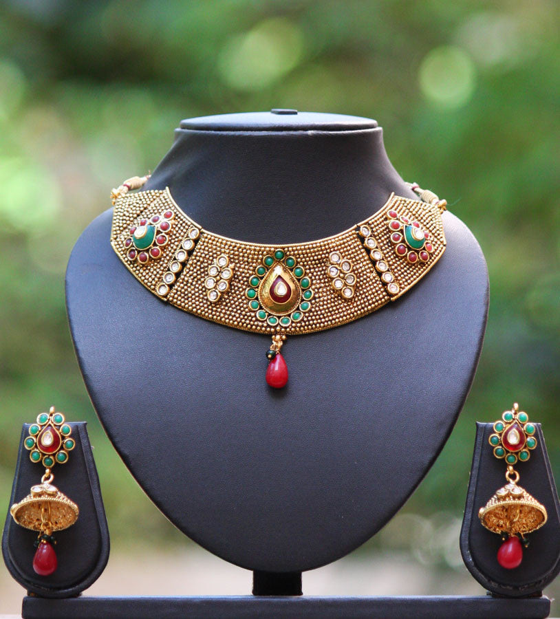 Stunning Polki & kundan Necklace Set â India1001.com