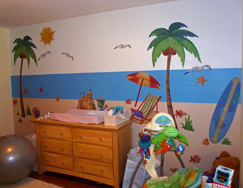 Nursery Room with Beach Wall Stickers