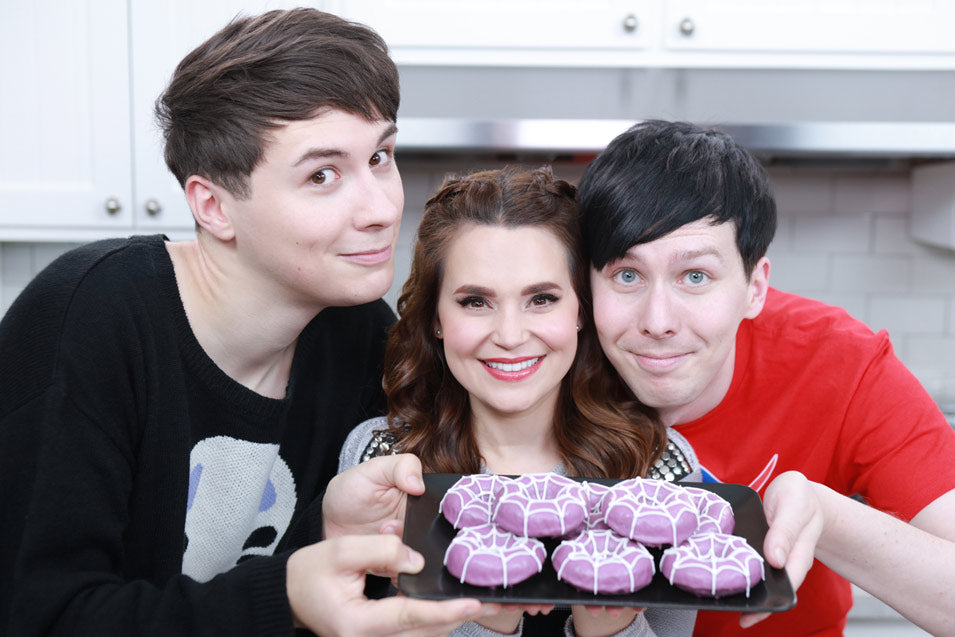 Dan & Phil join Rosanna Pansino to make Undertale Spider Donuts