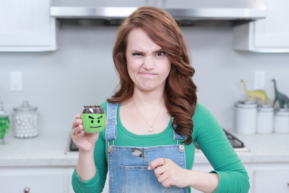 Rosanna Pansino makes Hulk Pudding Cups