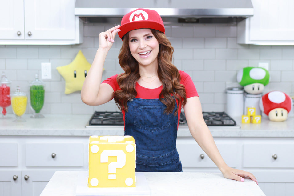 Rosanna Pansino makes a Mario Question Block Surprise Cake