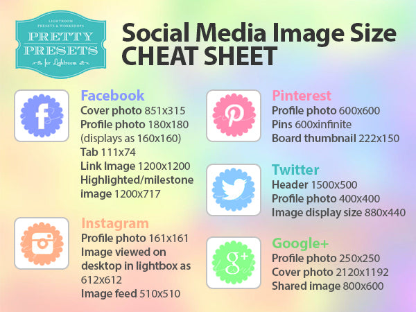 Social Media Image Size Cheat Sheets | Pretty Presets Business Tutorial
