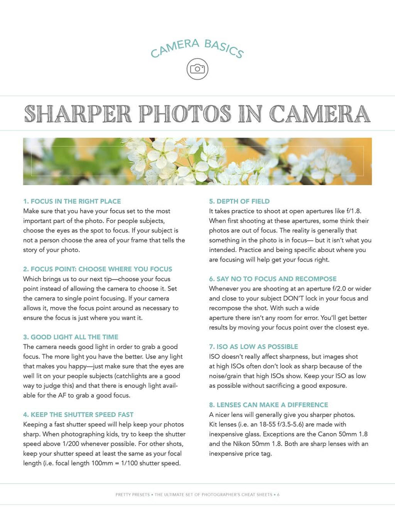 how to get sharp photos cheat sheet