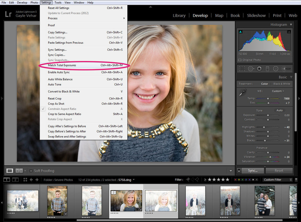 Lightroom Auto Exposure Multiple Photos